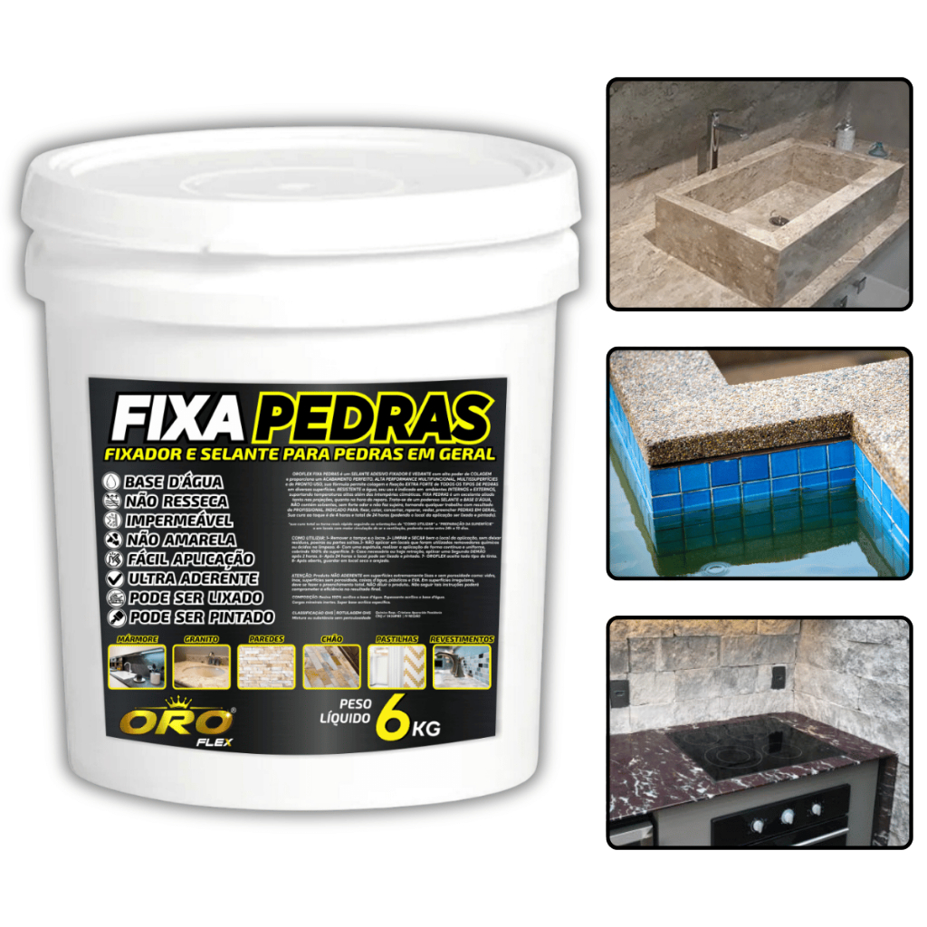 Cola para fixar PEDRAS, pias de mármore e pisos de granito com secagem rápida OROFLEX 6KG CORES