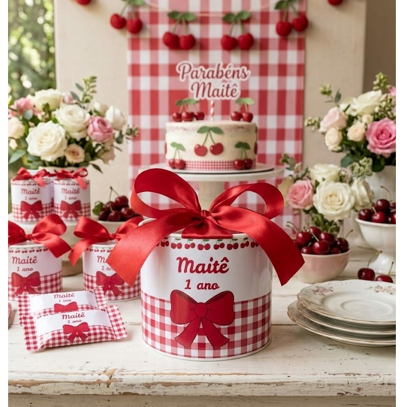 Kit Tubolata Personalizada 5x6 - Lembrancinha para aniversário l Nascimento l Batizado - Cerejinha - Vários temas