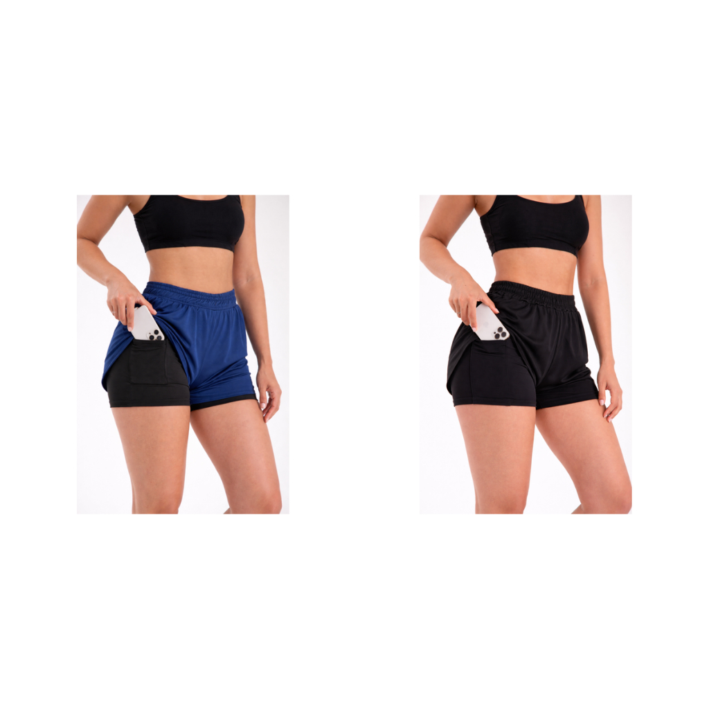 KIT 2  Shorts Compressão 2 em 1 Feminino Para Academia Caminhada e Corrida