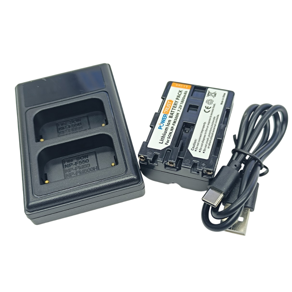 Carregador usb + Bateria Np-Fm500h 1800mah Pra Sony DSLR-A100 A850 A900 A350 A450 A500 A550 A560
