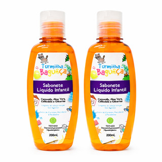 Kit 2 Sabonetes Líquidos Infantil Turminha da Bagunça 200ml Baby Vegano Banho do Bebê