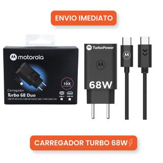 Carregador Motorola Original 68W Turbo Power USB-C Tipo-C | Carga Rápida 10X + Cabo Inclu…