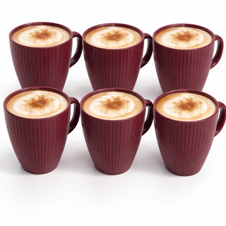 Jogo 6 Xicaras 230ml Porcelana Canelada Cafe Cha Moderno Resistente Disponivel 7 Cores Elegante