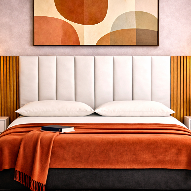 Cabeceira Modular Combo Painel Ripado em MDF Kits para Camas de Casal 4 Ripados + 5 Cabeceiras