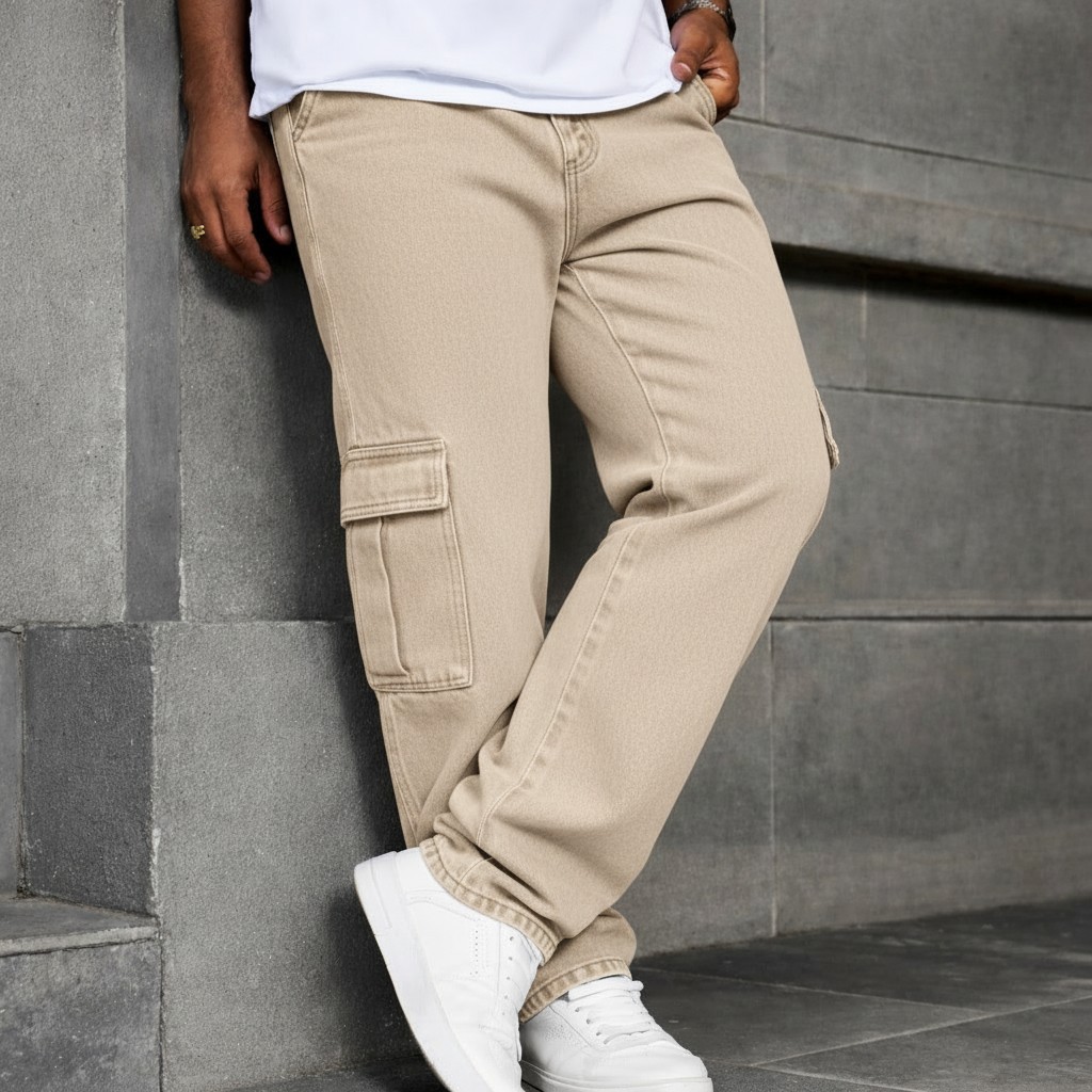 Calça Cargo Masculina Streetwear Cordão Larga
