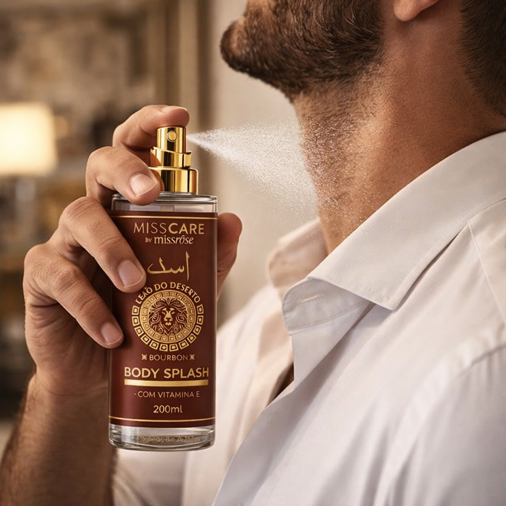 Perfume Body Splash Masculino Miss Rose Leão do Deserto 200ml Amadeirado
