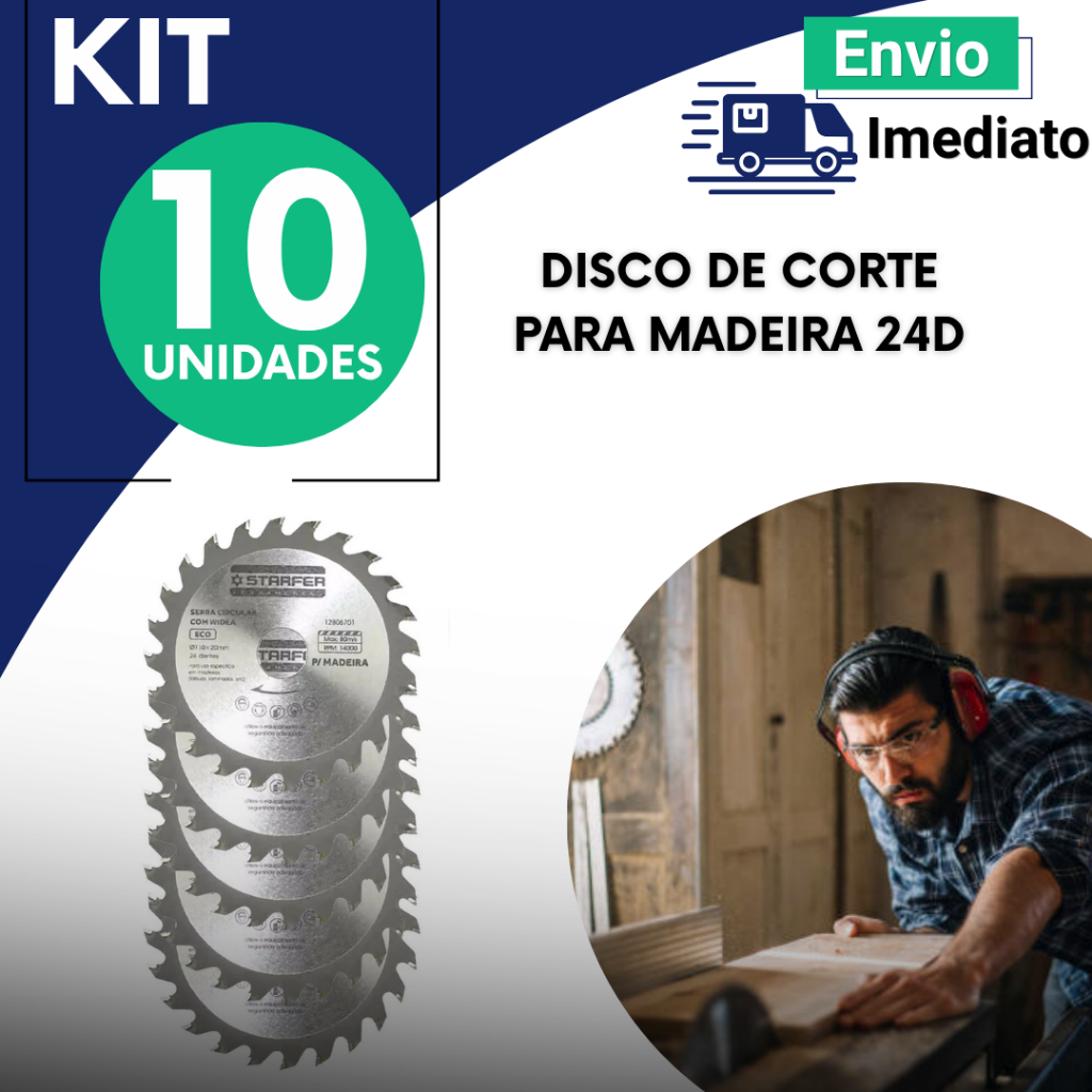 Disco 30D para Madeira Uso Geral Multiuso Kit 3 5 6 10 Peças Construção