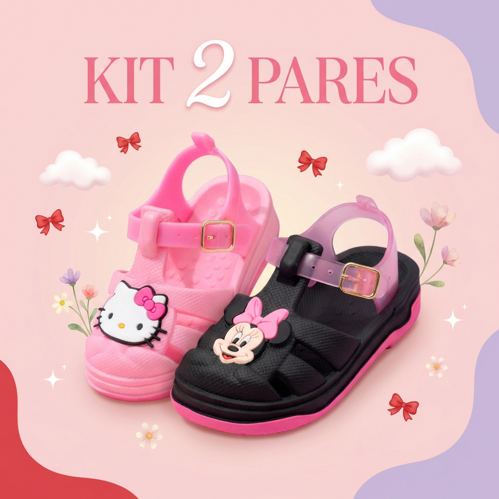 Kit 2 Sandálias Infantil Menina Confortáveis e Antiderrapantes em Oferta na Shopee