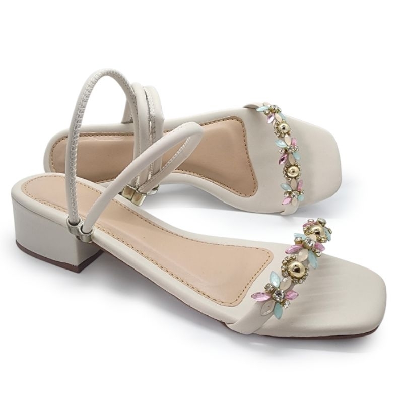 Sandália Bloco Pedraria Salto Bloquinho Verão 2026 Salto de 4cm Envio Imediato
