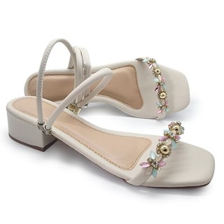 Sandália Bloco Pedraria Salto Bloquinho Verão 2026 Salto de 4cm Envio Imediato