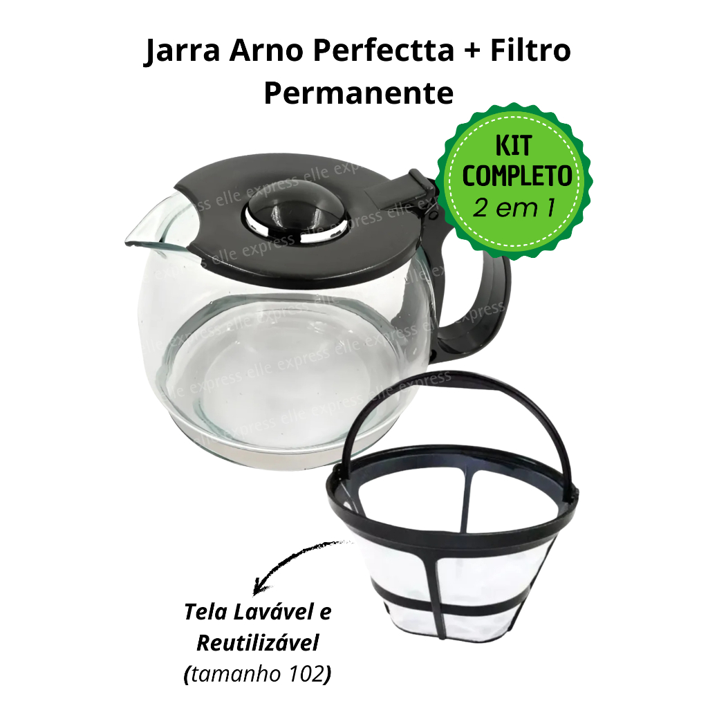 Kit Jarra para Cafeteira Arno Perfecta + Filtro Permanente Original 102