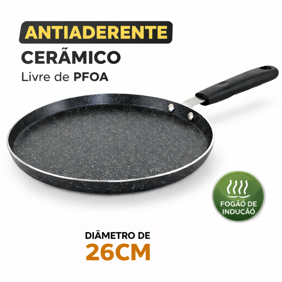 Tapioqueira Panquequeira Frigideira 26cm Teflon Indução Importado