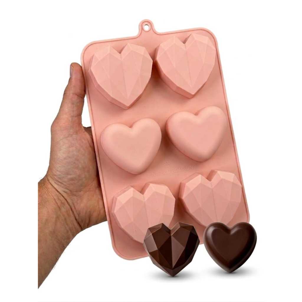 Forma Silicone Coração Lapidado Diamante Liso 6 Cavidades Antiaderente Doce Gourmet Decoração em Oferta na Shopee