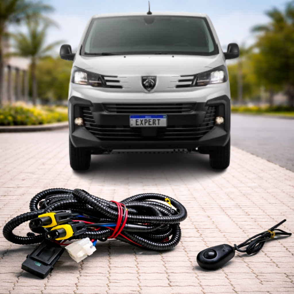 Chicote Completo Farol de Milha Peugeot Expert 2018 a 2025 Interruptor Colante