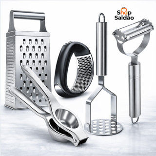 "Kit Utensílios Inox: 49% OFF! 🥳"