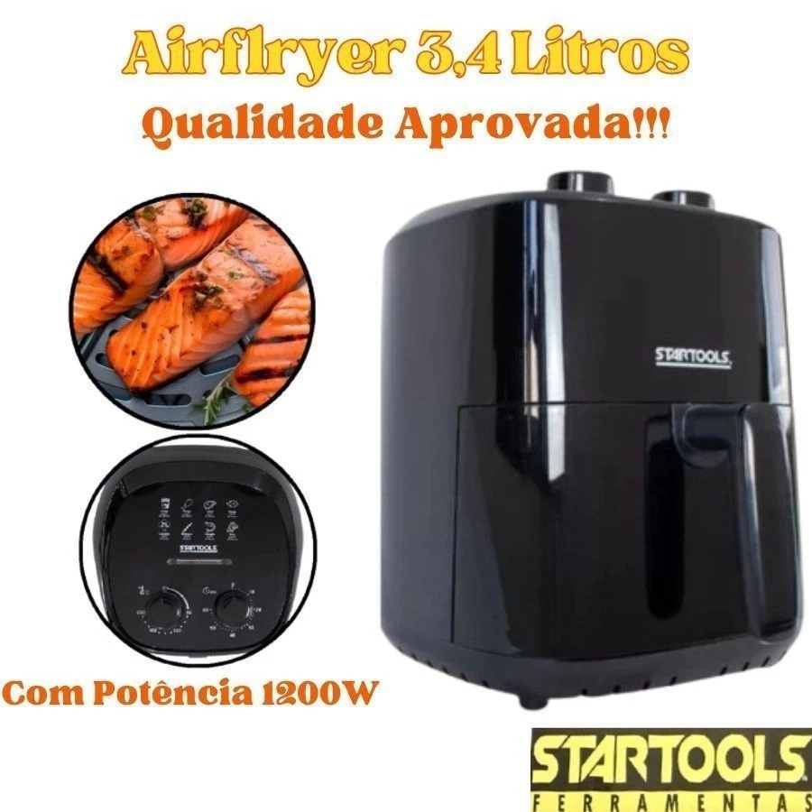 Fritadeira Airflryer 3,4 Litros Startools Potência De 1200W 127V Ou 220V Elétrica 28x27x25Cm