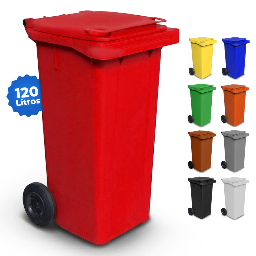 Carrinho Coletor de Lixo 120 Litros Coleta Resíduos Capacidade 58 kg de resíduo em Oferta na Shopee