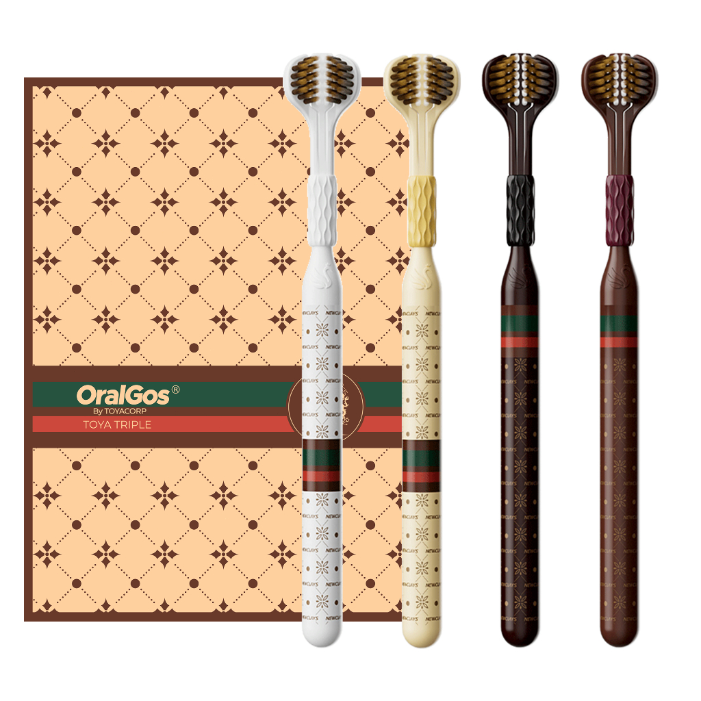 OralGos Escova de Dente Manual de 3 Lados Pacote Família | Embalagem Para Presente