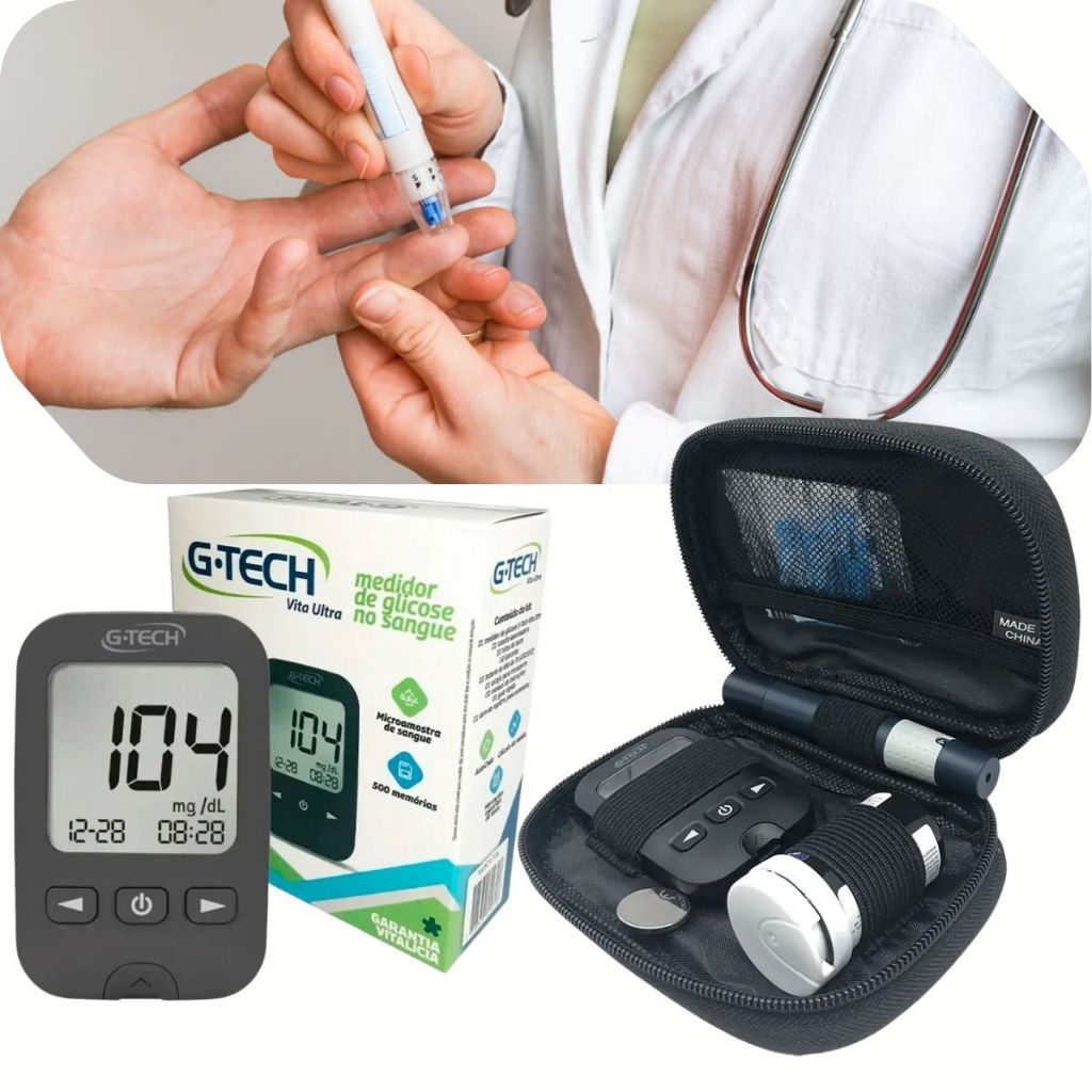 Aparelho Medidor De Glicose G-tech Vita Kit 10tiras+10lancet