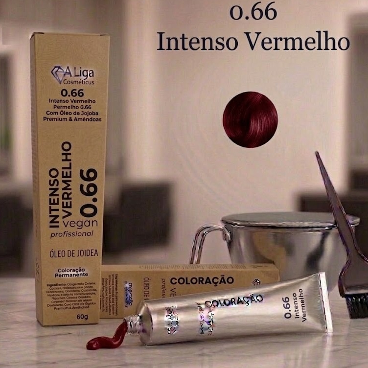Coloração Vegana Profissional 0.66 intensificador vermelho 60g em Oferta na Shopee