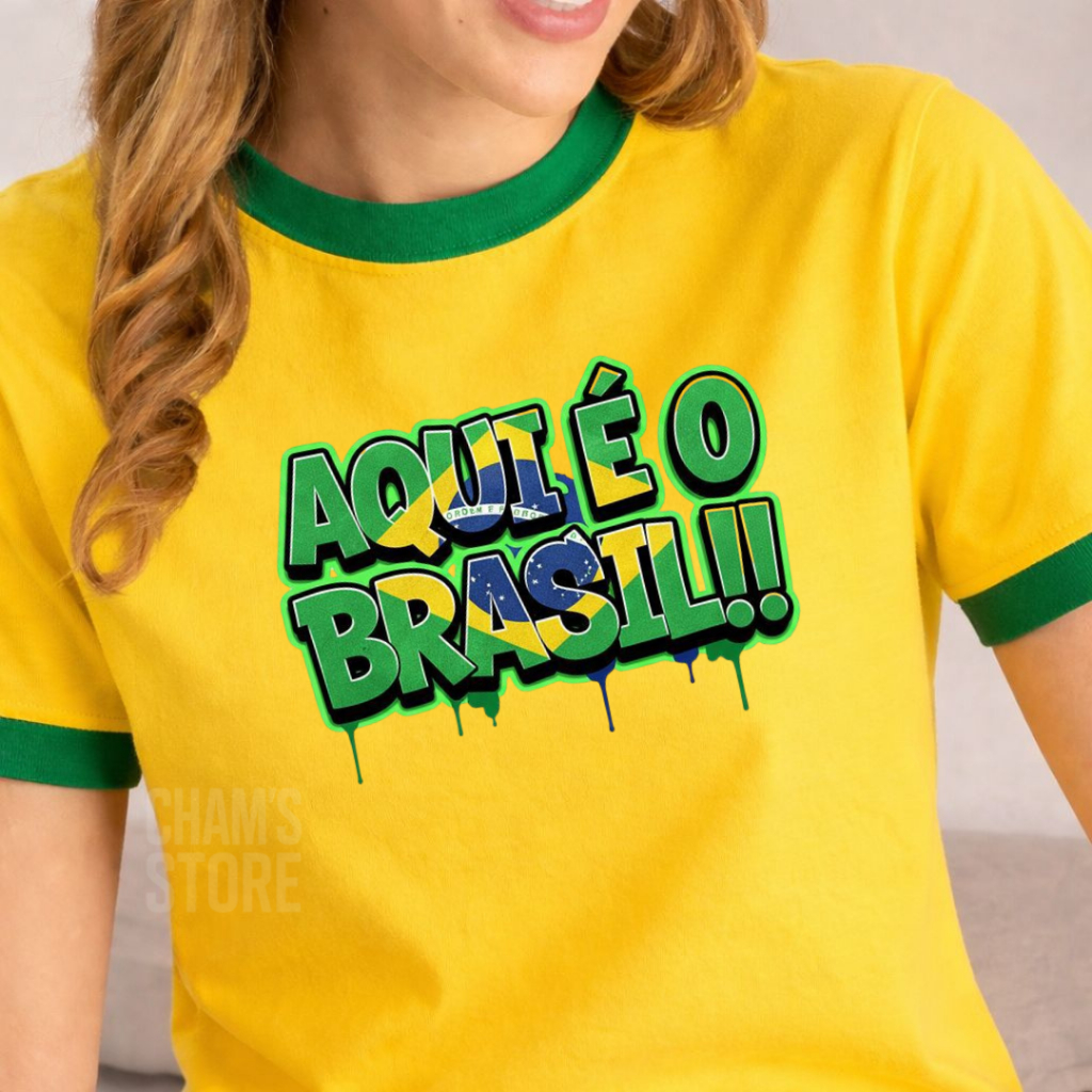 Camisa Camiseta Feminina do Brasil Malha 100% Algodão Blusa futebol Seleção brasileira Estilo original