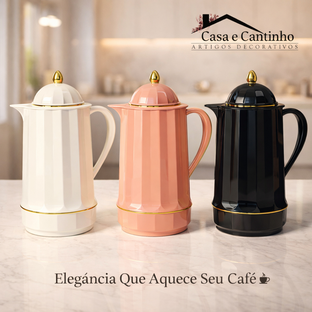Garrafa Térmica Decorativa 1L Luxo | Café Chá Revestida com Design Elegante para Mesa Posta