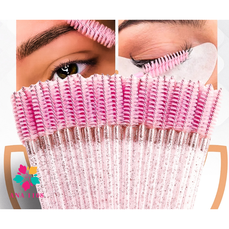 ANA1108 KIT 50/100/150/200unidades escovinhas com glitter Extensão de Cílios e sobrancelha