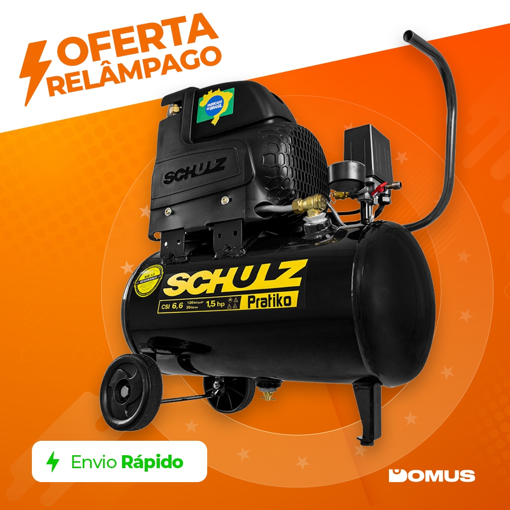Motocompressor de Ar Schulz Pratiko CSI 20L 1,5CV 6,6PCM