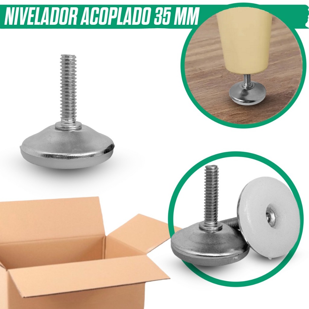 Kit 12 Pés Nivelador Branco 35mm Acoplado Padrão Itatiaia Bartira Armário Cozinha Pezinho Regulável
