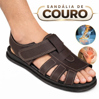 Sandalia ortopedica Masculina de Couro Fechada de Alto Nivel Previna Dores NOS PÉS Sola FRANCISCANA em Oferta na Shopee