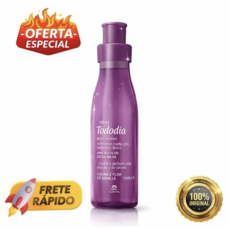 Tododia Body Splash Colônia Feminina Natura 200ml: Macadâmia, Algodão, Cereja & Avelã, Ameixa & Flor de Baunilha e mais