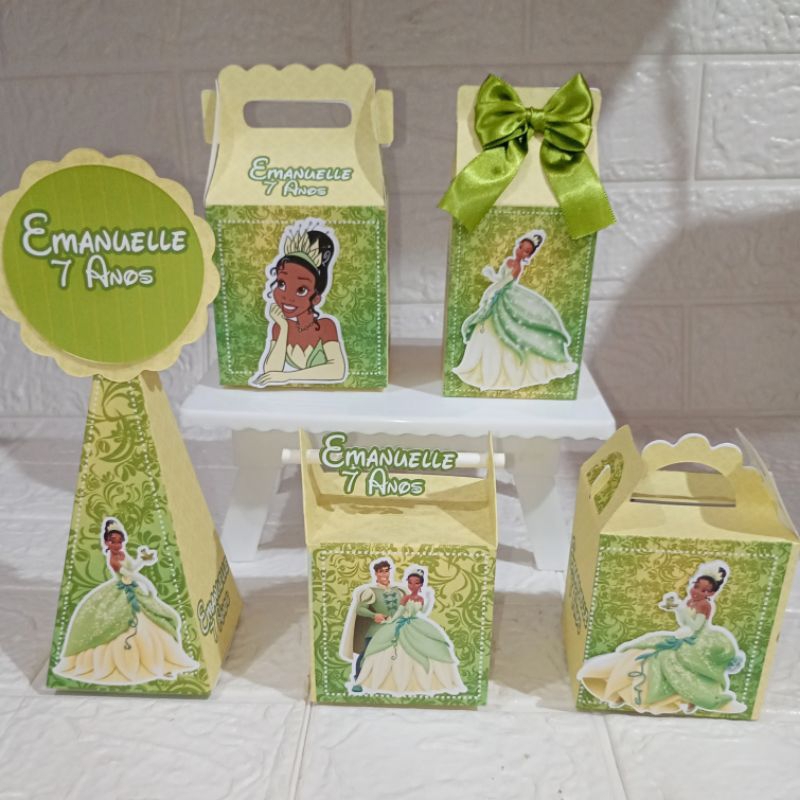 Kit Caixas Personalizadas Princesa Tiana – Lembrancinhas Festa Infantil 15 a 50 peças Pré-montadas