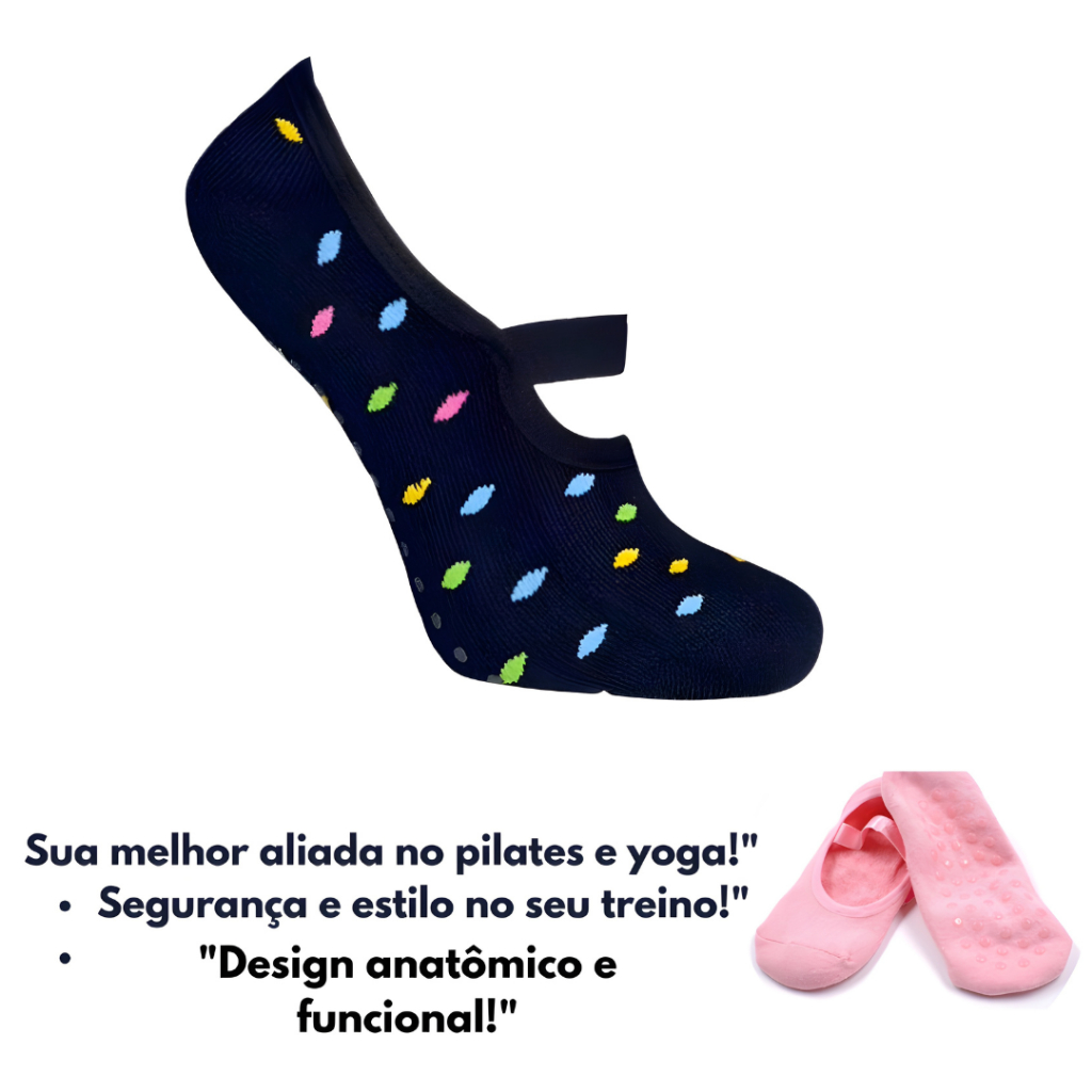 Meia Femininas Antiderrapante 35/40 Atoalhada Pilates Yoga Dança Hidroginástica Conforto Premium Frete Grátis