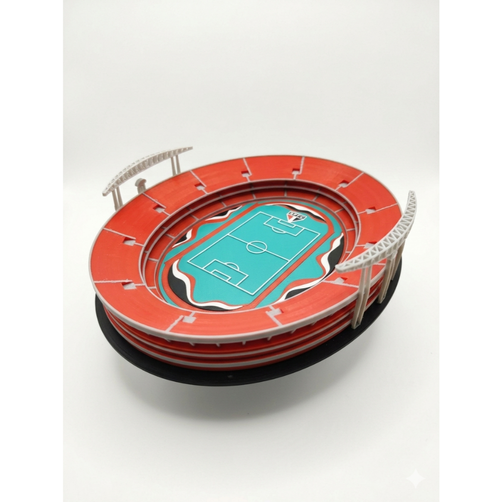 Miniatura Réplica Estádio Morumbi Morumbis São Paulo FC 22cm Futebol Tricolor Maquete Presente Detalhado Decoração