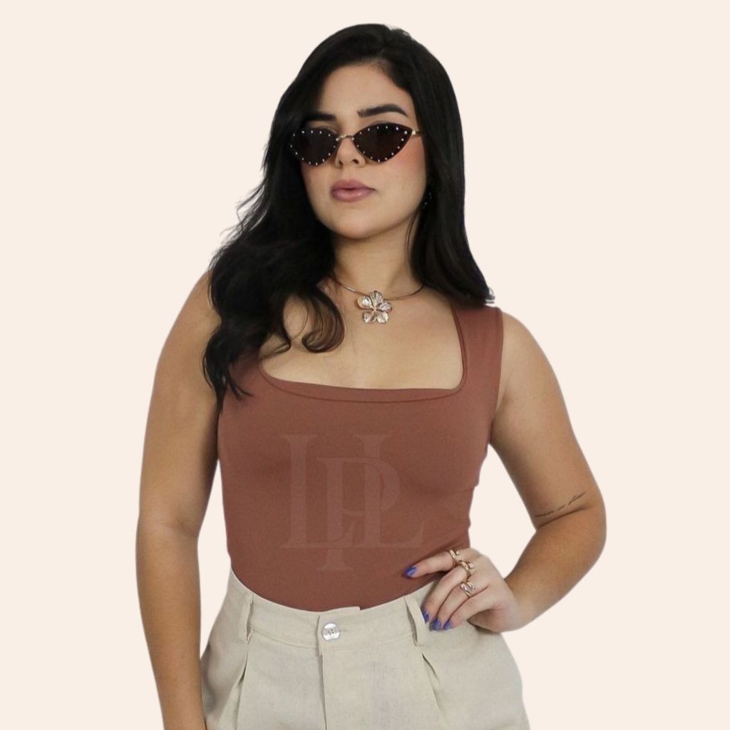 Body Feminino Decote Quadrado Suplex Alça Larga com Forro Collant Moda Blogueira Casual Tendência Verão em Oferta na Shopee