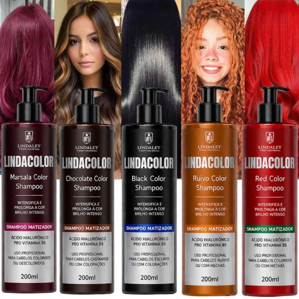 Shampoo Tonalizante Escurecedor S/ Amônia 100% Natural Lindacolor