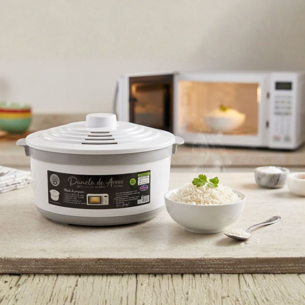 Panela para Micro-ondas | Multiuso | Com tampa | Prepare Arroz, Legumes e Pipoca em Minutos | 2L