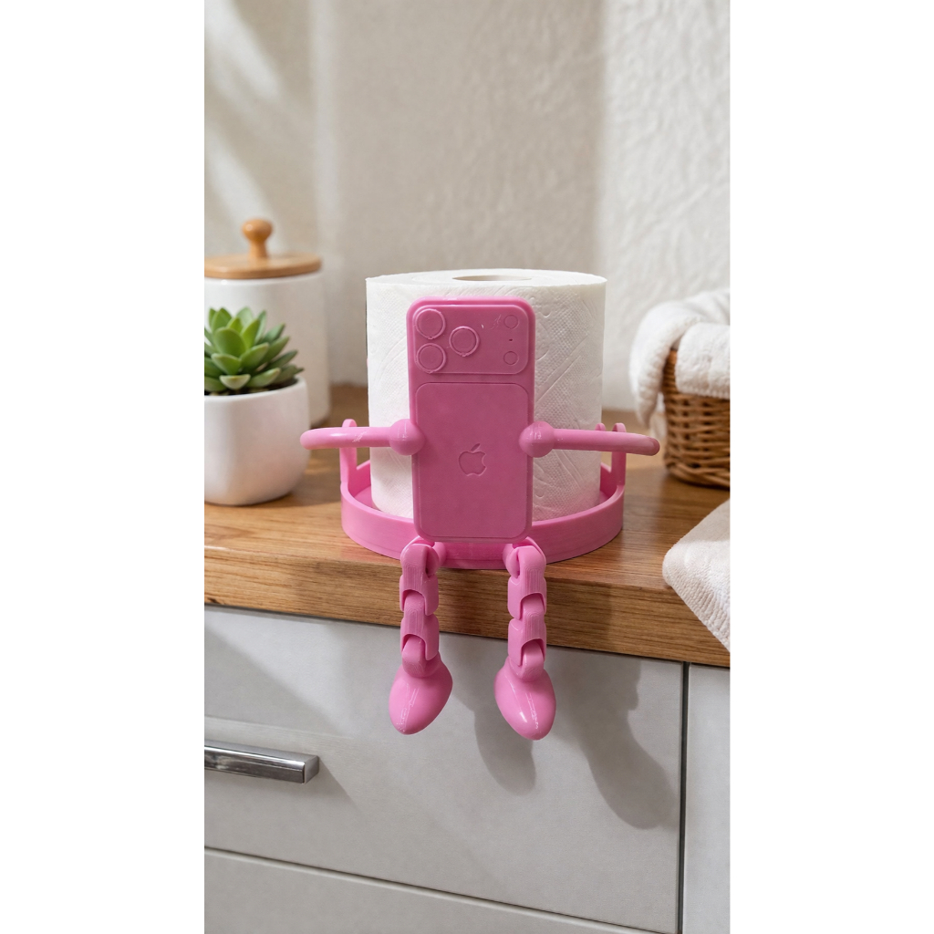 Suporte Papel Higiênico Divertido Smartphone | Decoração Criativa para Banheiro