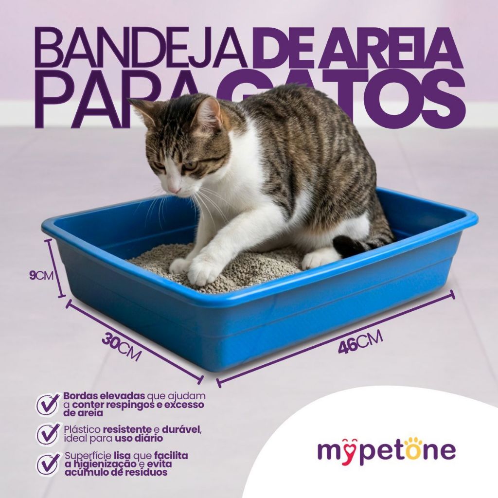 Bandeja de Areia Higiênica Simples Azul para Gatos - MyPetOne
