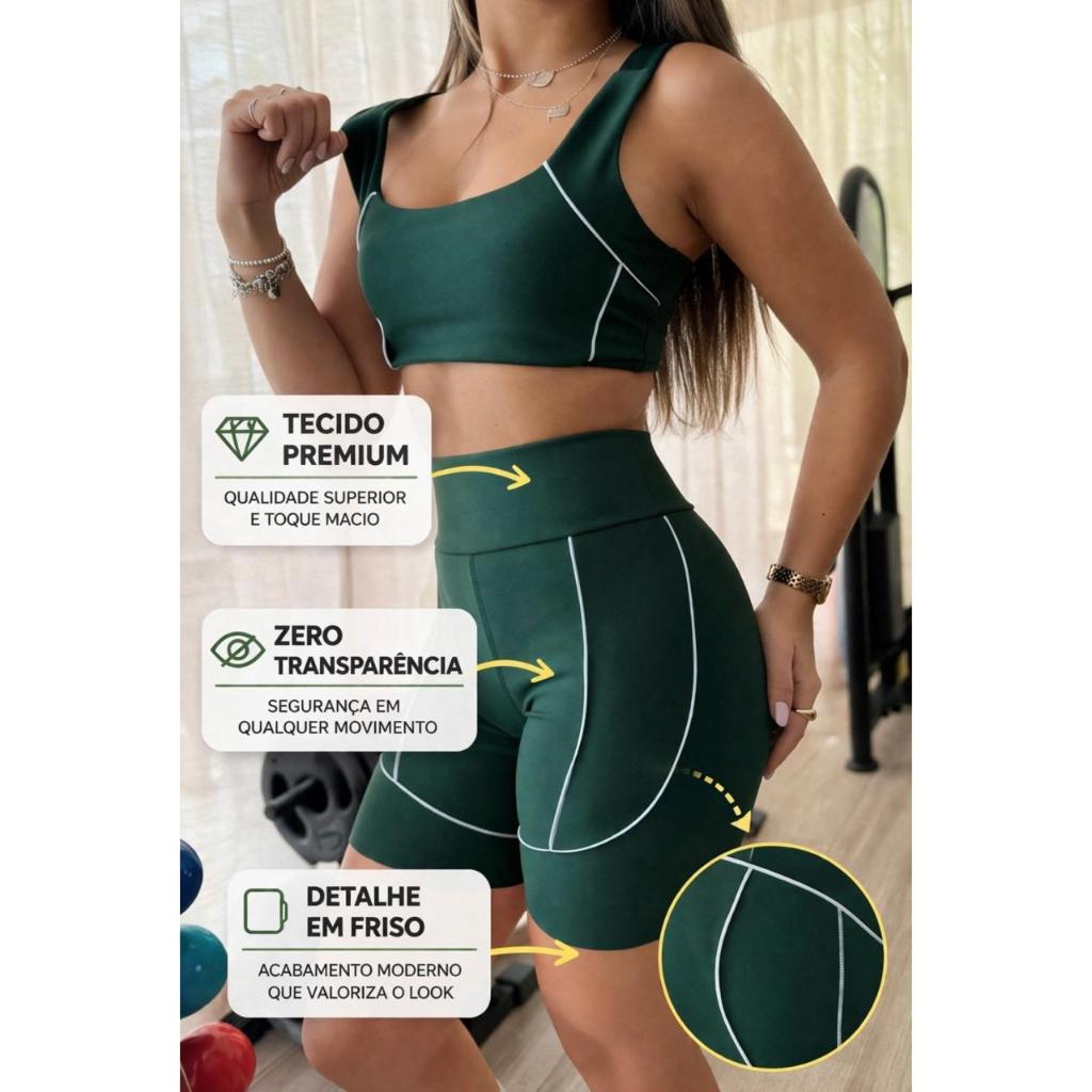 Conjunto Short + Top Suplex c/ Friso Academia Fitness Confortável