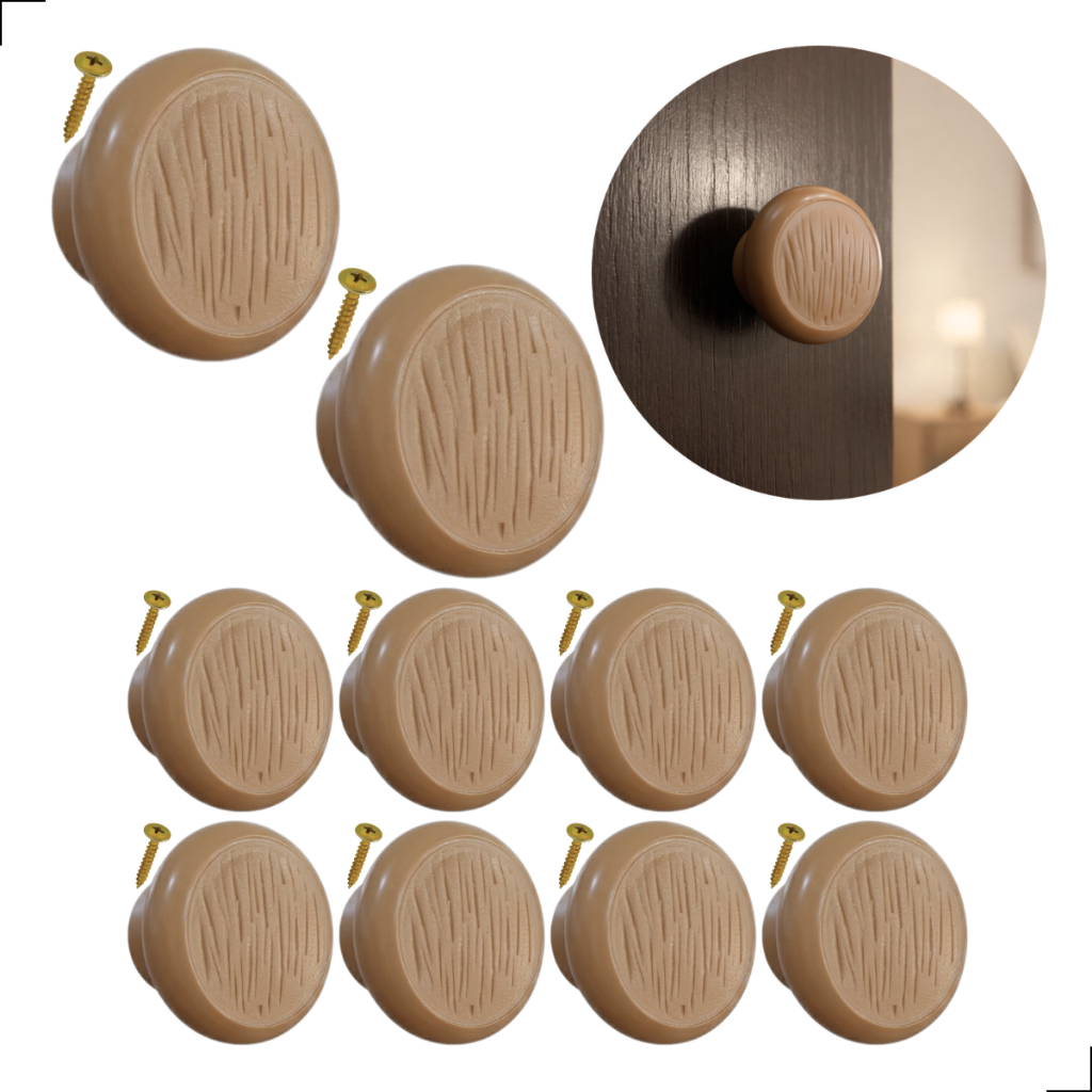 10x Puxador Redondo Cerejeira Para Móveis Armário Gaveta Cômoda Porta Decoração