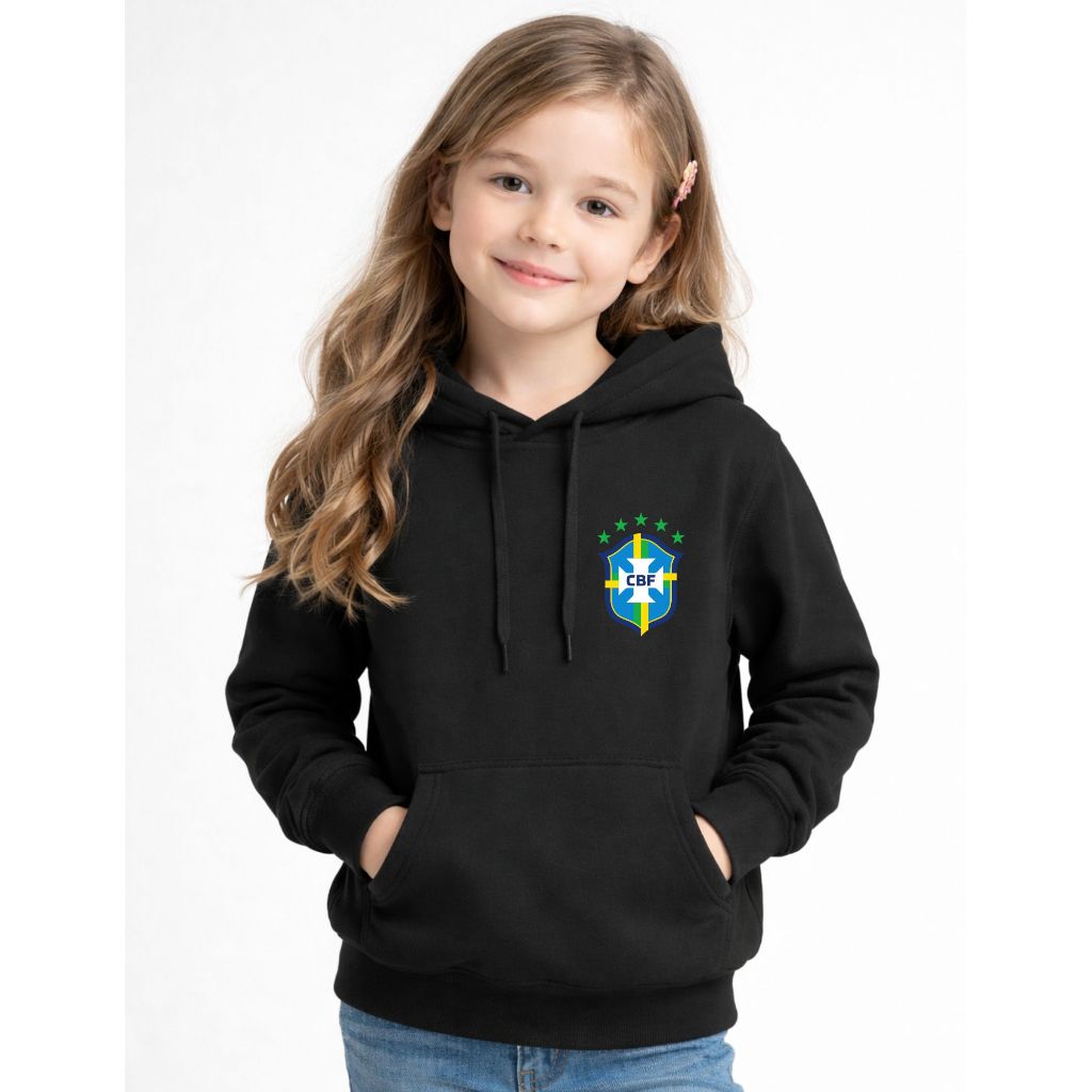 Moletom Caguru Infantil Personalizado Seleção do Brasil Agasalho Casaco Unissex Menino Menina  Personalizado Brasileiro