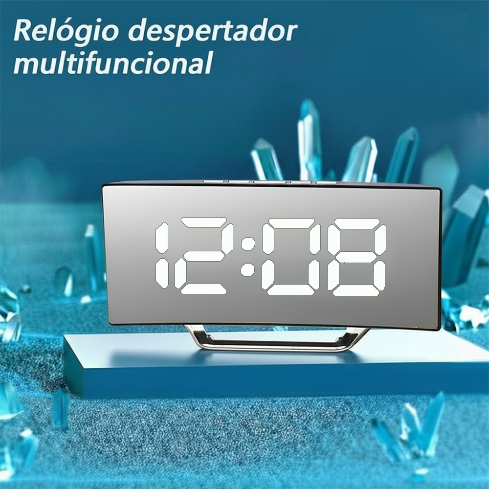 Alarme Relógio Despertador De Mesa Led Digital Multifuncional Visor Com Função De Exibição Da Temperatura