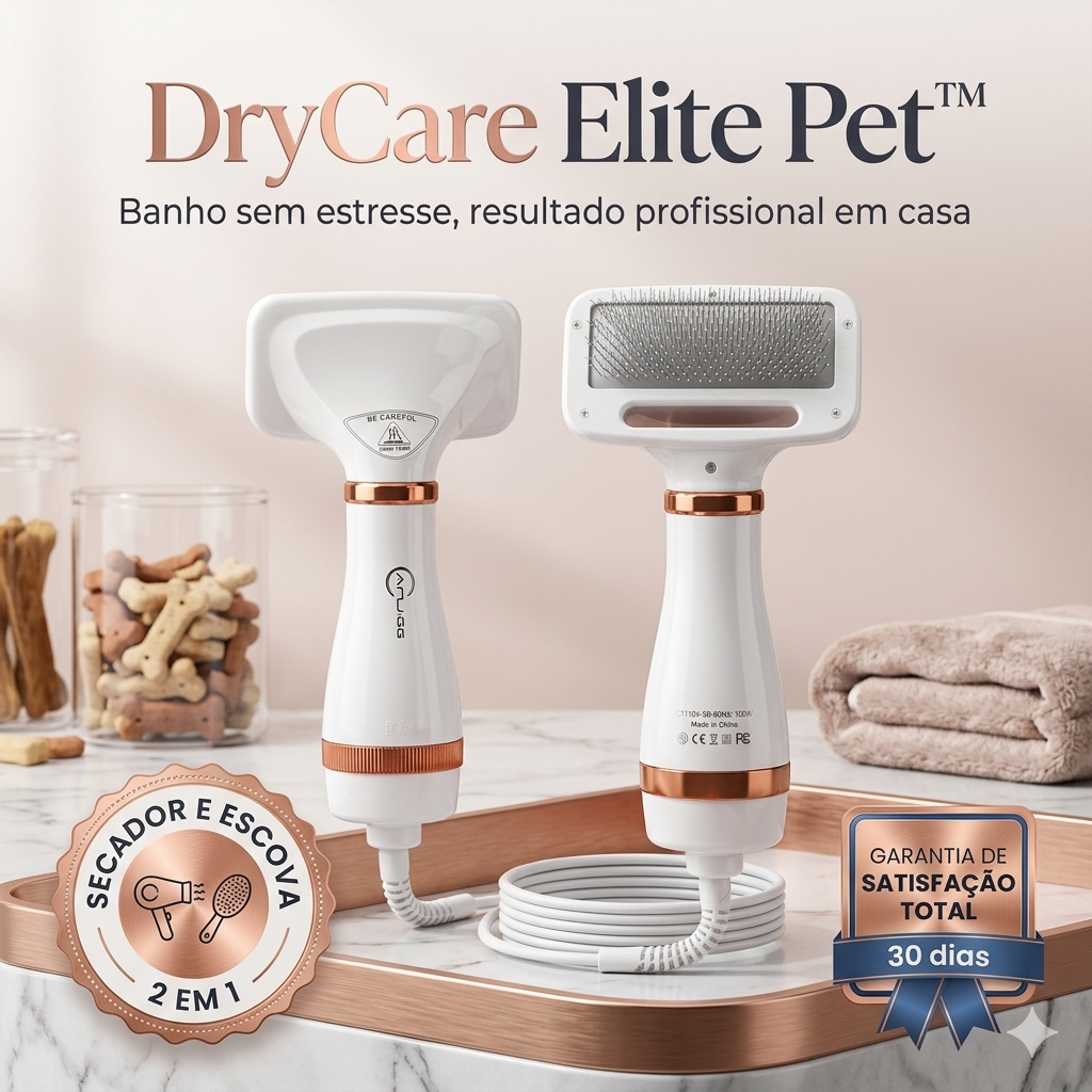 Escova Secadora Pet 2 em 1 Profissional Silenciosa Seca e Escova Cachorro e Gato DryCare Elite Pet 110V