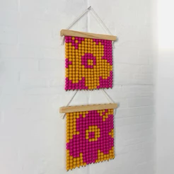 Quadro Decorativo em Miçangas Floral | Artesanal Feito à Mão | Decoração Criativa para Parede | Kit ou Unidade