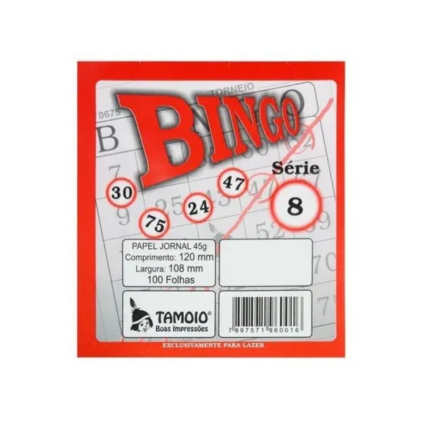Pacote Bloco de Bingo Papel Jornal - Tamoio 15 blocos 108x120