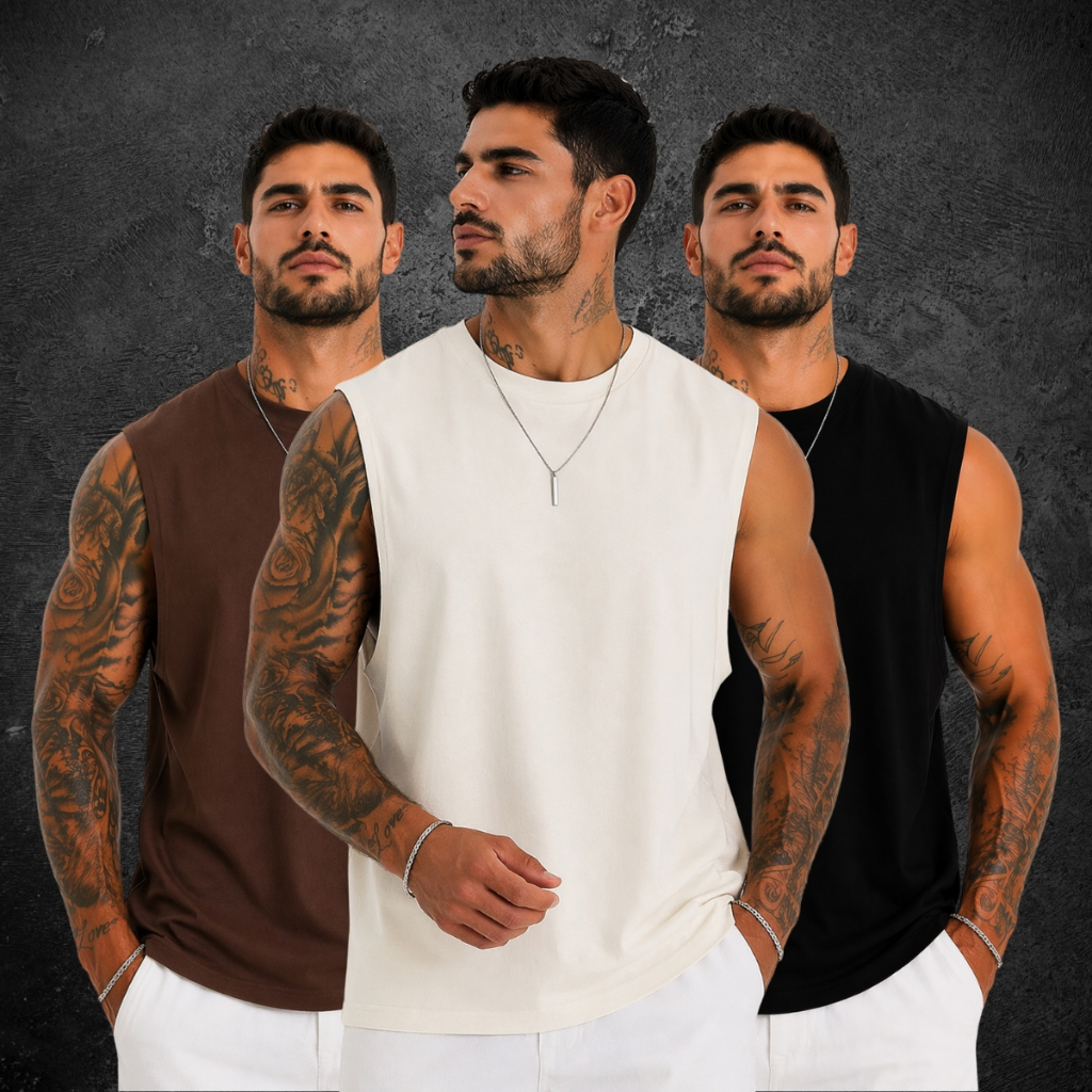 Kit 3 Camiseta Regata Oversized Camisa Streetwear Masculina Algodão Premium em Oferta na Shopee