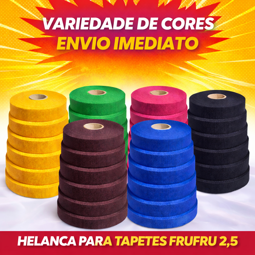 Kit 40 Rolos de Helanca Para Tapete Frufru Corte 2,5cm gramatura 120|Alta Qualidade - Envio imediato