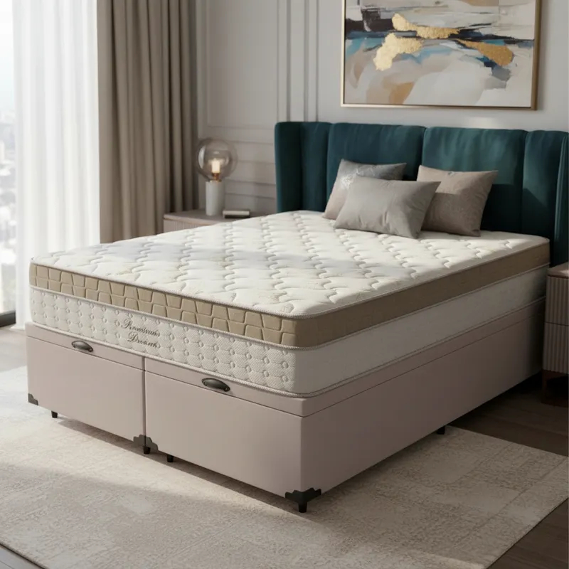Cama Box Baú com Colchão de Molas Ensacadas Pillow In D'Angelis Premium Dream Queen 158cm