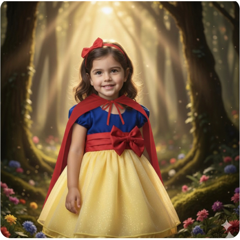 Vestido Branca De Neve Com Capa Festa Infantil em Oferta na Shopee